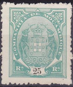 Stamp, Elephants Holding Coat Of Arms, Mozambique Company,  
