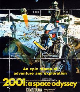 Mini Sheet, 2001 A Space Odyssey, Tajikistan,  , film, Outer Space, Science Fiction, Space Traveling, Spacecrafts