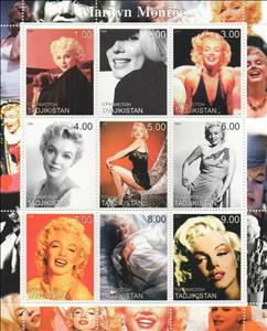 Mini Sheet, Marilyn Monroe, Tajikistan,  , Actors, Entertainers, Famous People, Marilyn Monroe