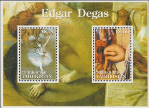 Mini Sheet, Paintings by Edgar Degas, Tajikistan,  , Painters, Paintings