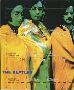 Mini Sheet, The Beatles, Tajikistan,  , Famous People, Musicians, Singers, The Beatles