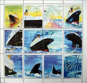 Mini Sheet, Titanic, Tajikistan,  , Disasters, Passenger-ships, Shipwrecks