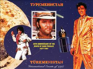 Souvenir Sheet, International Events Elvis Presley 20th Death Anniversary, Turkmenistan,  , Anniversaries and Jubilees, Elvis Presley, Famous People, International Years