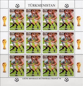 Full Pane, World Cup Football Soccer France '98, Turkmenistan,  , Football (Soccer), Sports