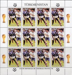 Full Pane, World Cup Football Soccer France '98, Turkmenistan,  , Football (Soccer), Sports