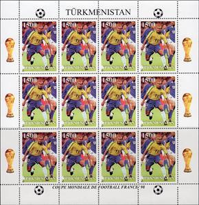 Full Pane, World Cup Football Soccer France '98, Turkmenistan,  , Football (Soccer), Sports