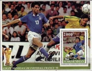 Souvenir Sheet, World Cup Football Soccer France '98, Turkmenistan,  , Football (Soccer), Sports