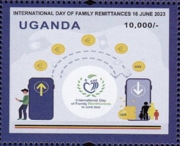 Stamp, International Day of Family Remittances 2023, Uganda,  , Emigration