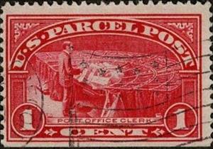 Stamp, Post Office Clerk, United States of America,  , Postal Services, Postal Traffic