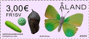Stamp, Green hairstreak (Callophrys rubi), Åland Islands,  , Butterflies and Moths