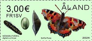 Stamp, Tortoiseshell (Aglais urticae), Åland Islands,  , Butterflies and Moths