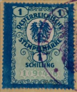 Stamp, Stempel Marke 1 Schilling, Austria,  , Coats of Arms