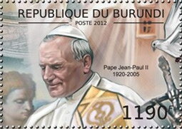 Stamp, Pope John Paul II (1920-2005), Burundi,  , Clergy, Famous People, Popes, Religion