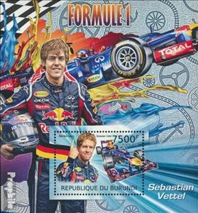 Souvenir Sheet, Sebastian Vettel / Red Bull Racing, Burundi,  , Cars, Famous People, Formula One, Motor Racing, Racing Cars, Racing Drivers