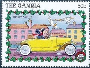 Stamp, Classic Automobiles, Gambia,  , Disney