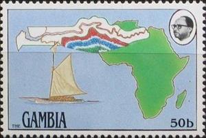 Stamp, Map, Gambia,  