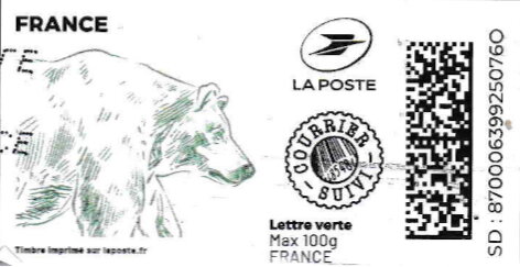Bear. Redesign in green. Courrier suivi