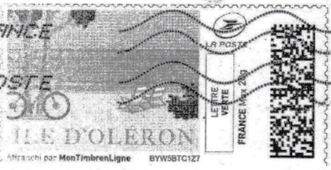 Stamp, Ile de Oleron 2 in black, France,  , Beaches, Bicycles, Islands