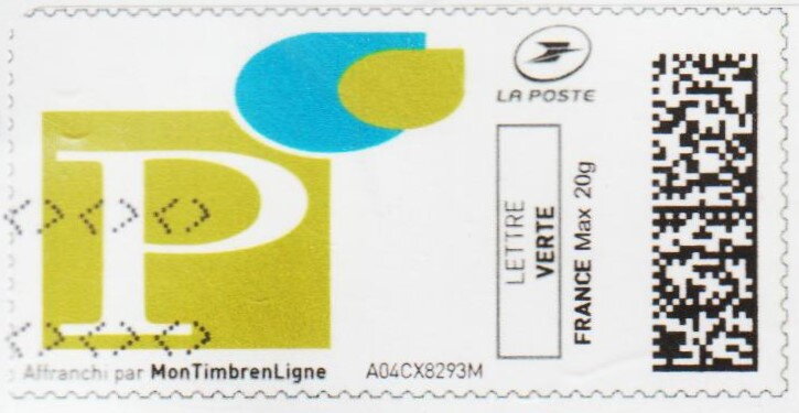 Logo white P on olive and a blue and olive speech bubble