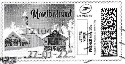 Stamp, Montbeliand in black, France,  , Townscapes / City Views