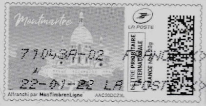 Stamp, Montmartre in grey, France,  , Churches - Cathedrals - Basilicas - Chapels