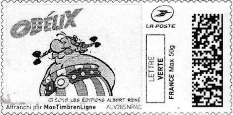 Stamp, Obelix 2 in black, France,  , Cartoons