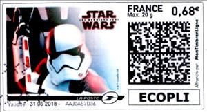 Stamp, Storm trooper 2, France,  , Military Forces, film, Science Fiction, Star Wars