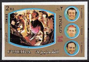 Stamp, Apollo 14, Fujairah (Fujeira),  , Astronauts, Outer Space, Space Traveling, Spacecrafts