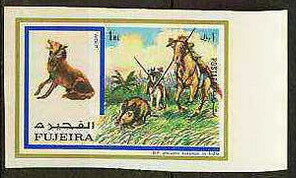 Stamp, Asian Elephant (Elephas maximus), Baden-Powell visited the B, Fujairah (Fujeira),  , Animals (Fauna), Elephants, Mammals, Scouting