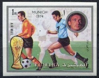Stamp, Football Players, Fujairah (Fujeira),  , Athletes, Football (Soccer), Sports, Trophies