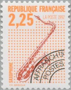 Stamp, the saxophone, France,  , Music, Musical Instruments