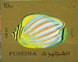 Stamp, Ornate Butterflyfish (Chaetodon ornatus), Fujairah (Fujeira),  