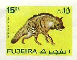 Stamp, Striped Hyena (Hyaena hyaena), Fujairah (Fujeira),  , Animals (Fauna), Hyenas, Mammals