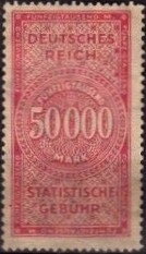 Stamp, Statistical Fee, inscribed "Deutsches Reich", German Realm,  , Letters (Alphabet), Numbers