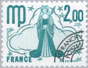 Stamp, Signs of the Zodiac: Virgo, France,  , Constellations, Zodiac