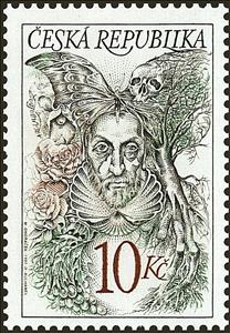 Stamp, Arcimboldo Portrait, Czech Republic,  , Butterflies
