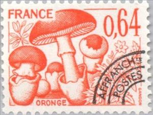 Stamp, Mushrooms - Oronge (Amanita caesarea), France,  , Mushrooms