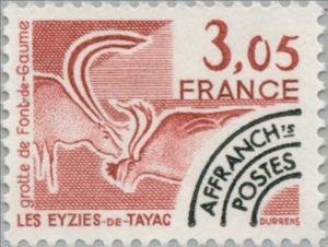 Stamp, The Eysies de Tayac: cave of Font de Gaume, France,  , Prehistory, Drawings, Caves, Rock Art and Cave Paintings