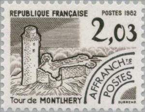 Stamp, tower Montlhéry, France,  , Towers, Castles, Buildings