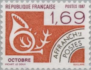 Stamp, The months of the year: October, France,  , Music, Musical Instruments