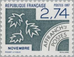 Stamp, The months of the year: November, France,  , Plants (Flora)