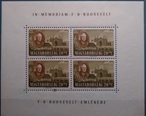 Souvenir Sheet, F.D. Roosevelt, Plane, Teheran, Hungary,  , Aircraft, Aviation, Bridges, Buildings, Heads of State
