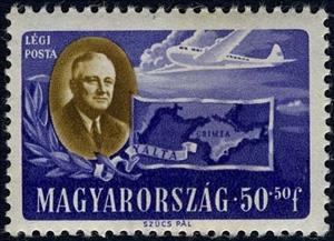 Stamp, F.D. Roosevelt, Plane, Yalta, Hungary,  , Aircraft, Aviation, Conferences, Heads of State, Maps