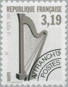Stamp, the harp, France,  , Music, Musical Instruments