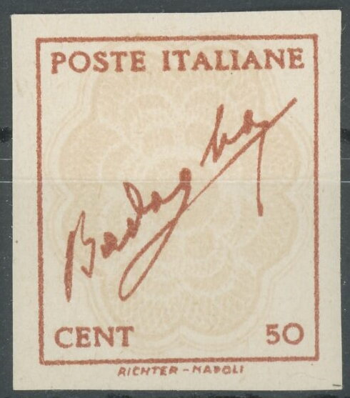 Signature of Badoglio on frame