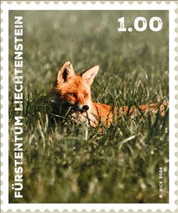 Stamp, Red Fox (Vulpes vulpes), Liechtenstein,  , Animals (Fauna), Foxes, Mammals