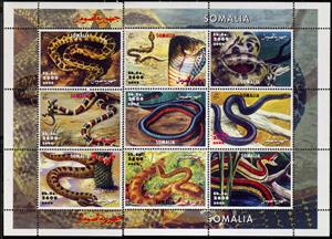 Mini Sheet, Snakes, Somalia,  , Animals (Fauna), Reptiles, Snakes