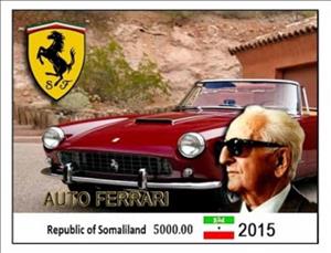 Souvenir Sheet, Ferrari Cars, Somaliland,  , Cars, The Automobile Industry