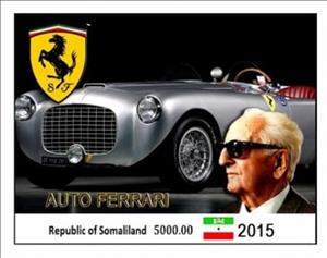 Souvenir Sheet, Ferrari Cars, Somaliland,  , Cars, The Automobile Industry
