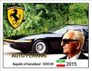 Souvenir Sheet, Ferrari Cars, Somaliland,  , Cars, The Automobile Industry